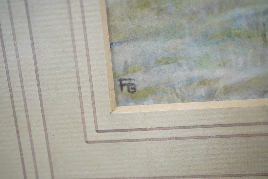 F.B., military interest watercolour, ‘West Malling, Officer’s Mess’, monogrammed and inscribed verso, 22 x 35cm. Condition - fair